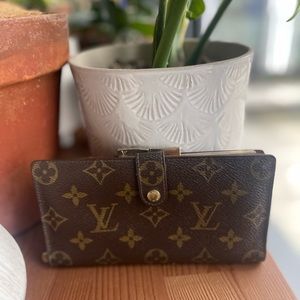 Louis Vuitton Monogram Brown French Kisslock Long Wallet AUTHENTIC